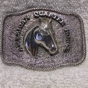 3D Cast Silver American Quarter Horse Vintage Belt Buckle Great Vintage Shape